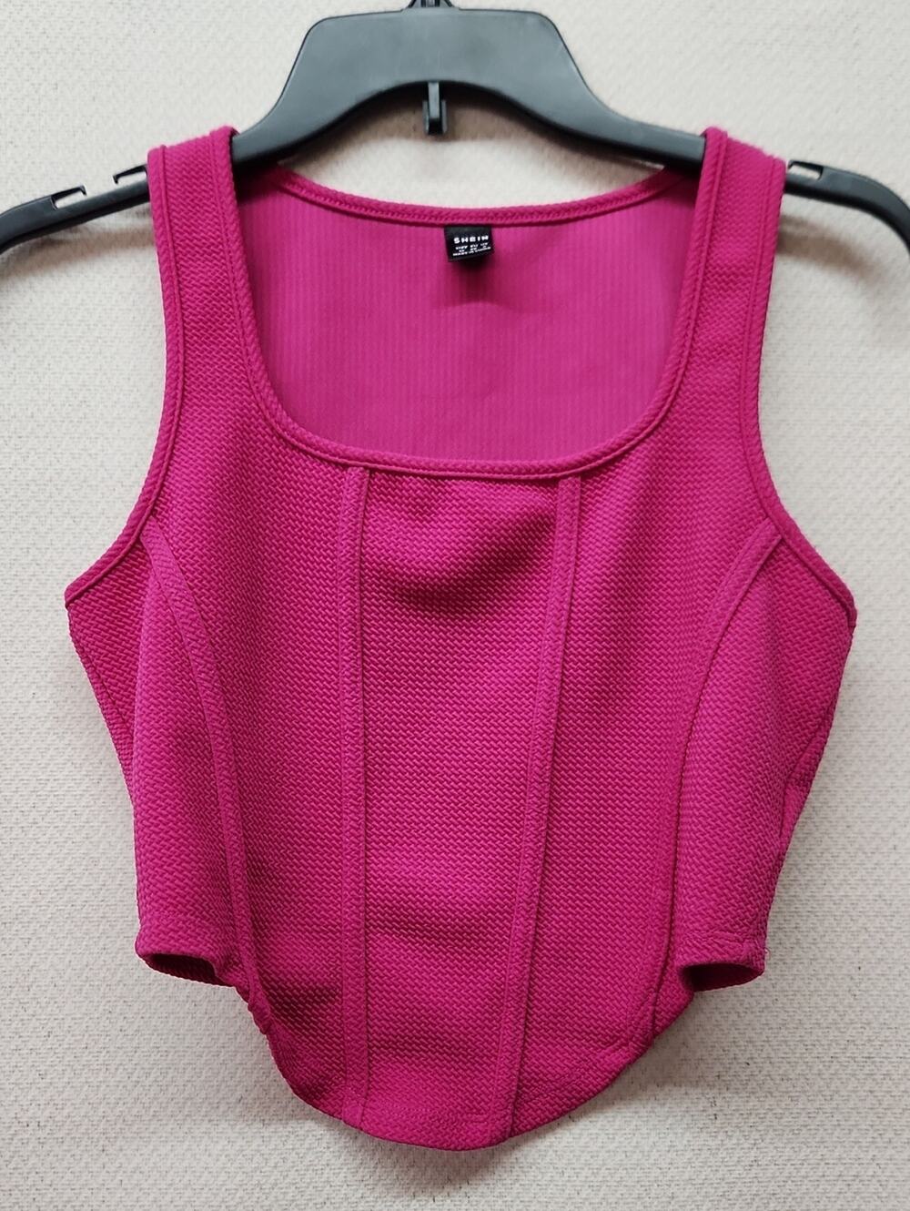 SHEIN Fuchsia Structured Scoop Neck Tank